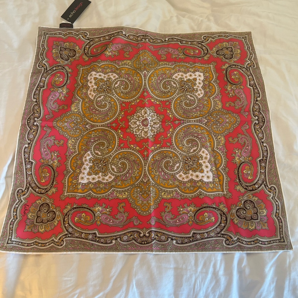 Echo Pink and Gold Baroque accents Scarf